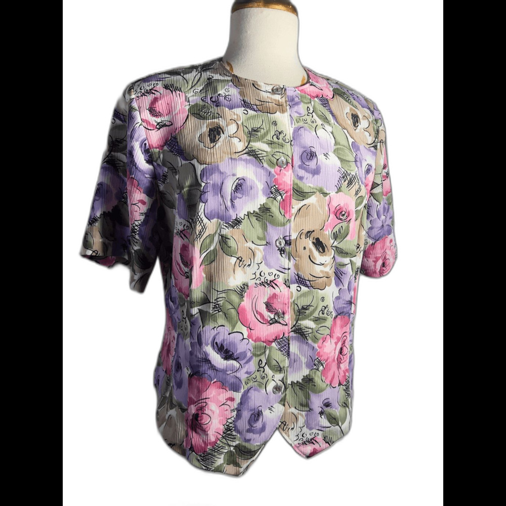 Alia Blouse Size 14 Vintage 90's Floral Pastel Romantic Academia Top